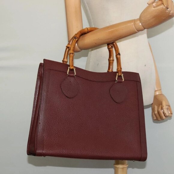 GUCCI Bamboo Hand Bag Leather Brown Gold 002 1186 0260 Auth ep10204 - Picture 1 of 15